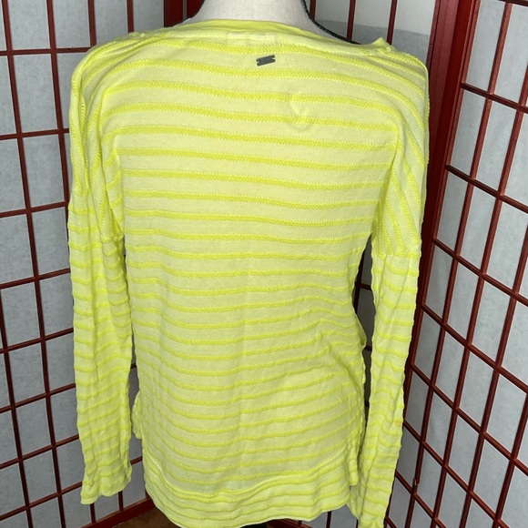 Roxy EUC Neon Yellow Striped Scoop Neck Long Sleeve Top, Size XS - Picture 2 of 9